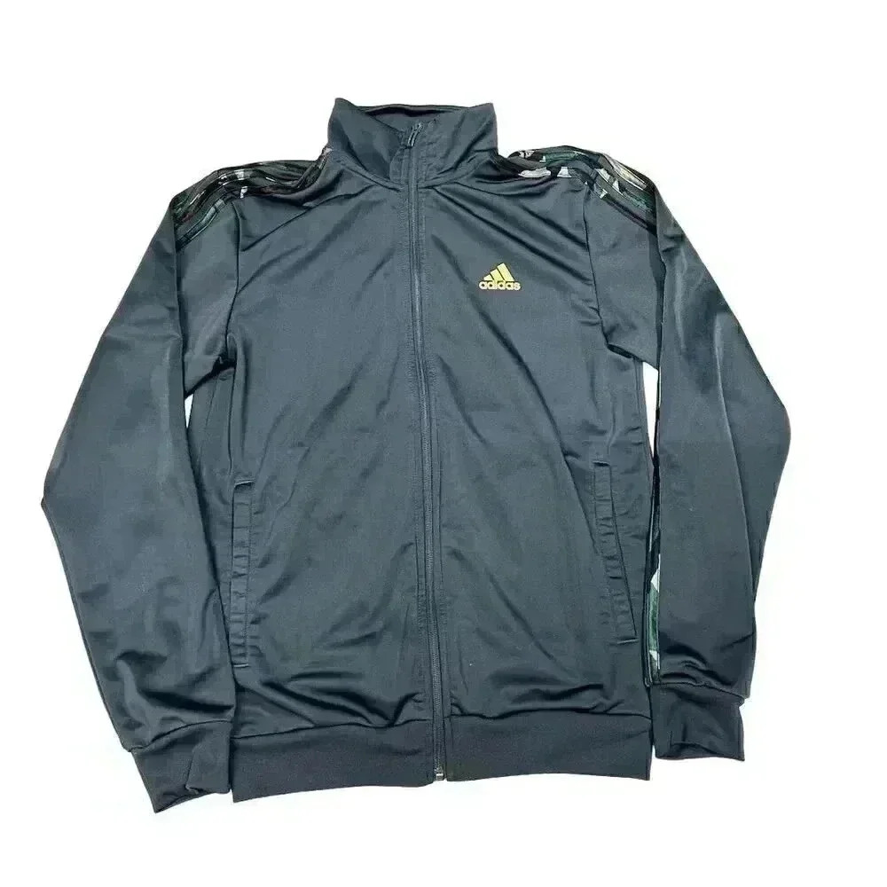 Adidas Men's Gray Camo 3-Stripes Track Jacket Size Small